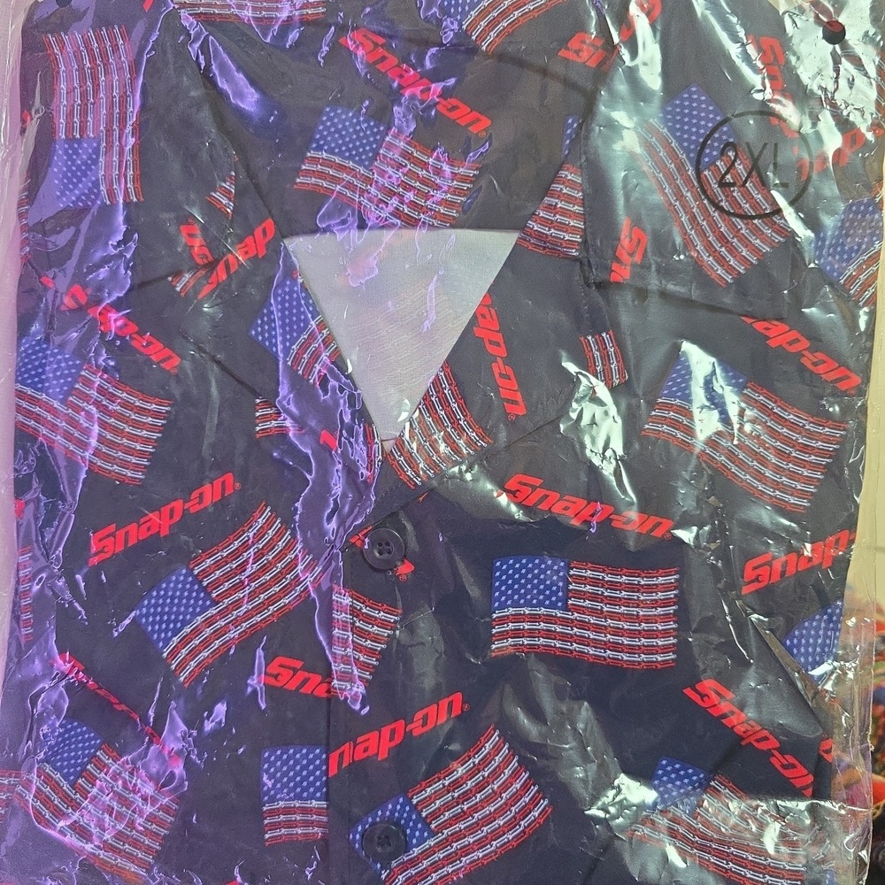 SNAP-ON 🇺🇲 American Flag Button Shirt‎ Size XXL 2XL 2026 limited edition